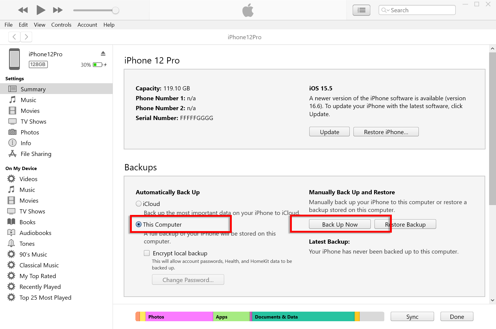 Faça backup do iPhone para o computador