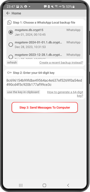 Faça backup de mensagens comerciais do WhatsApp/WA para PC
