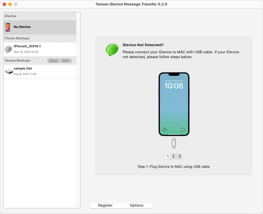 Abra a transferência de mensagens do iPhone Tansee para Mac